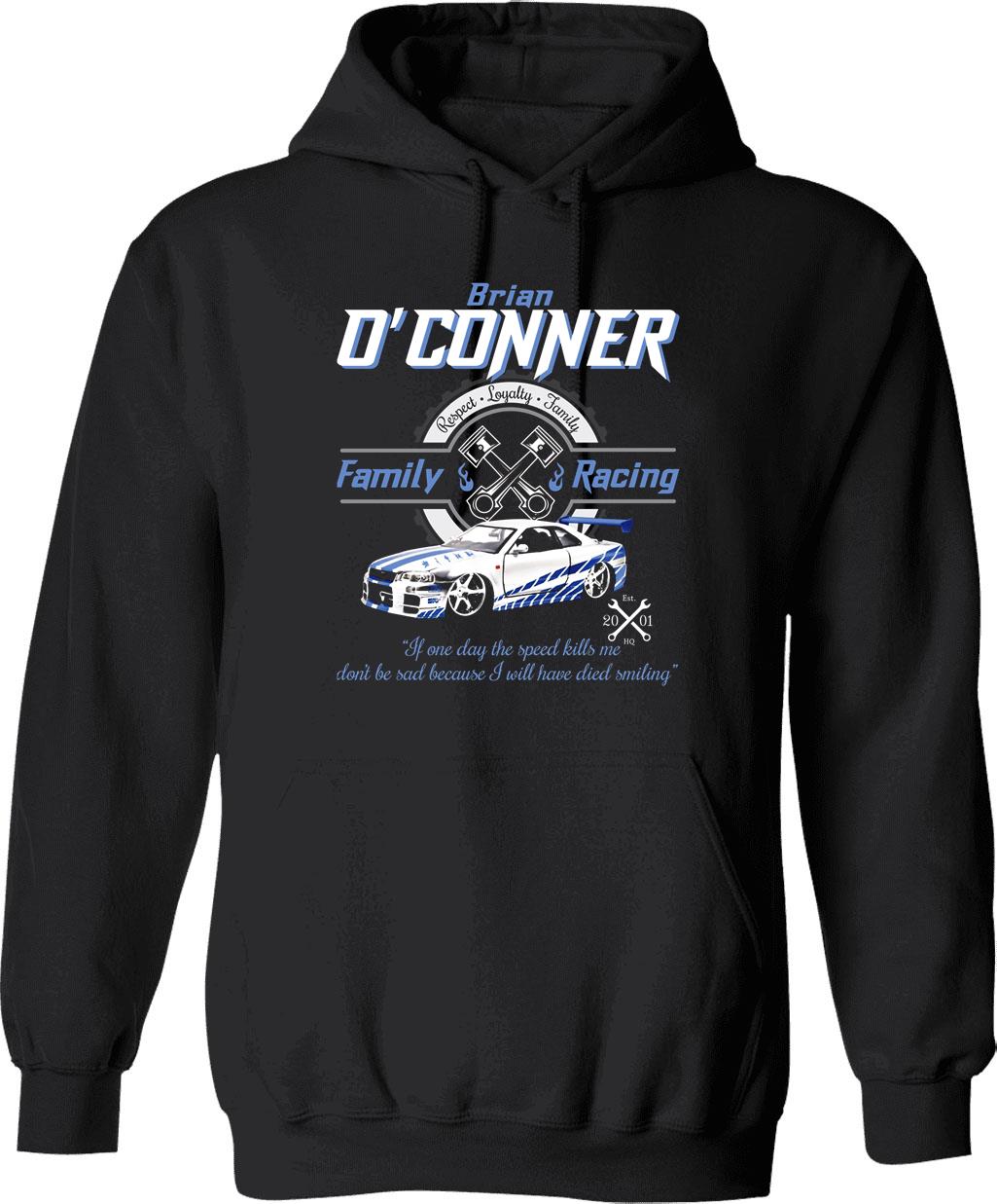 Brian O'Conner Family Racing Fast and Furious Tribute Graphic Pullover Hoodie - Black