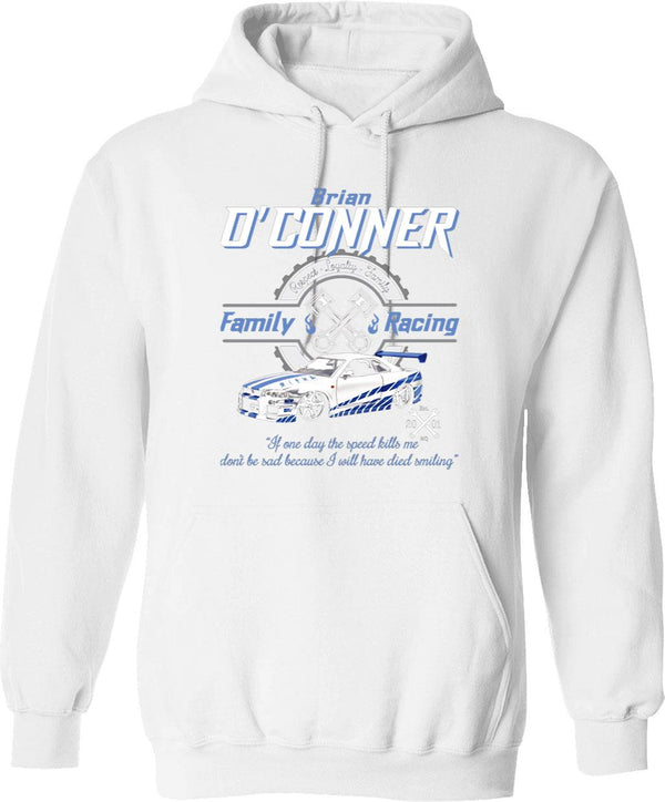 Brian O'Conner Family Racing Fast and Furious Tribute Graphic Pullover Hoodie - White