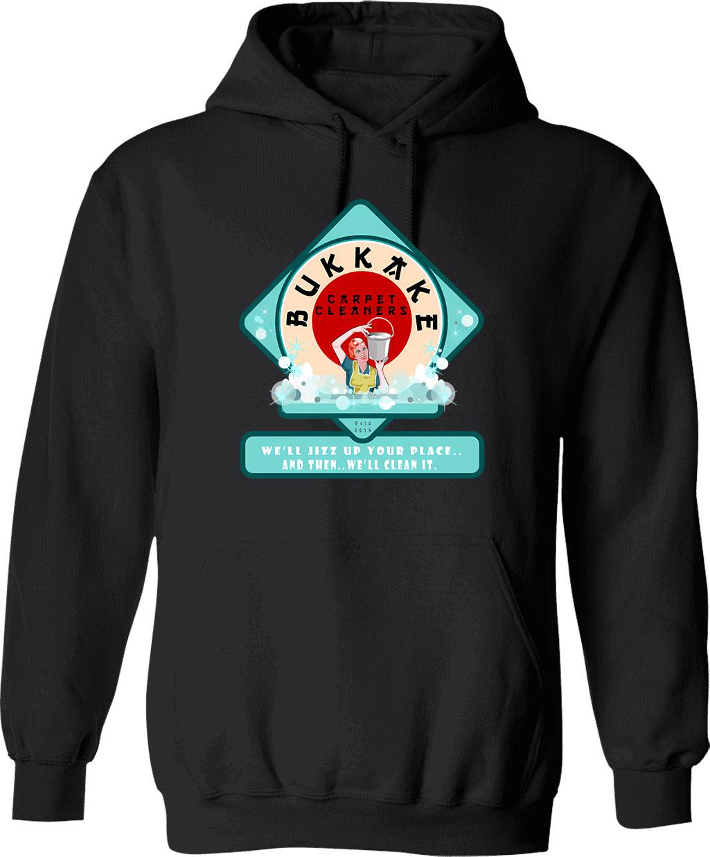 Bukkake Carpet Cleaners Hoodie - Retro Graphic Pullover Hoodie for Men & Women - Black