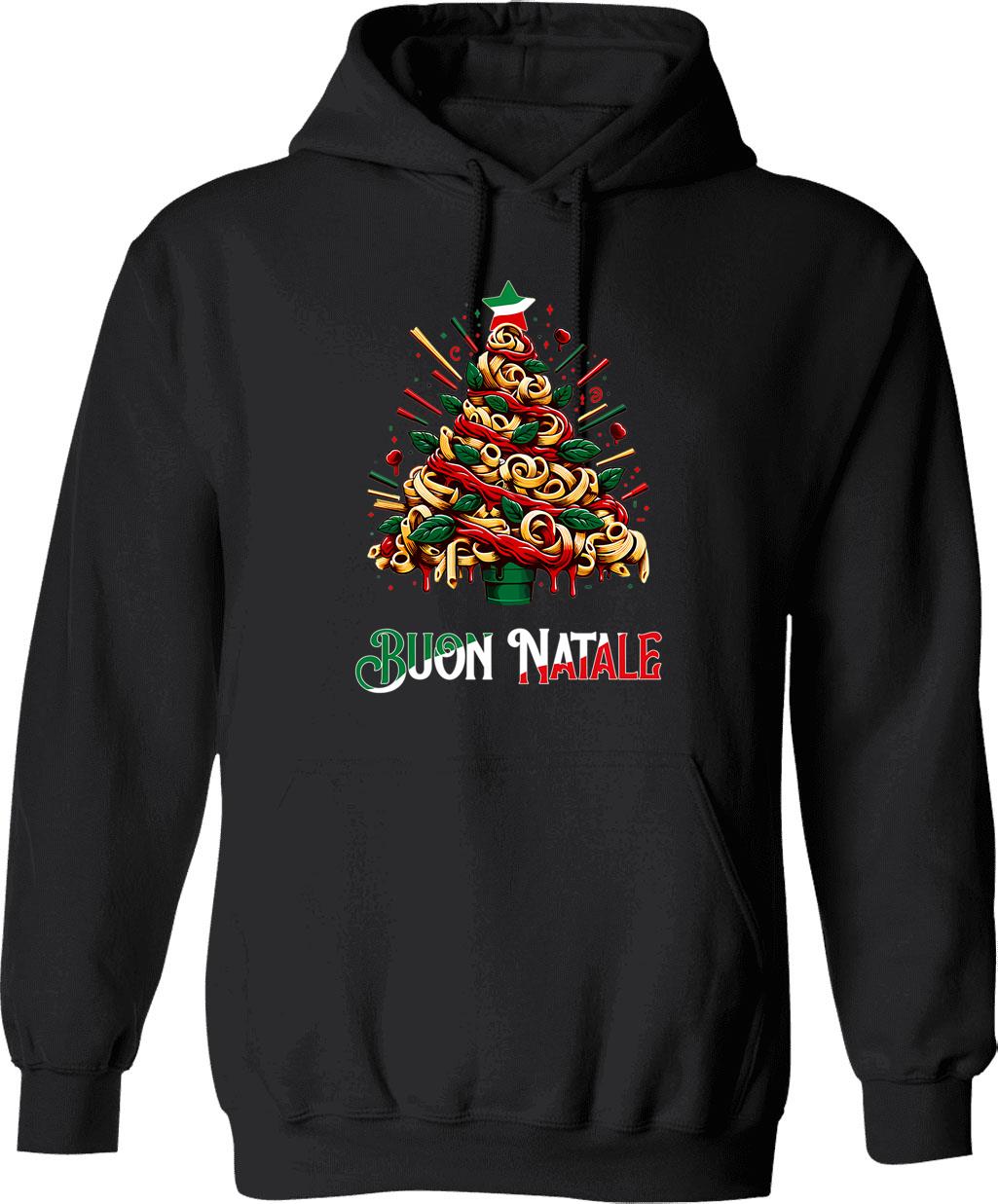 Buon Natale Italian Pasta Christmas Tree Xmas For Men Women Hoodie - Black