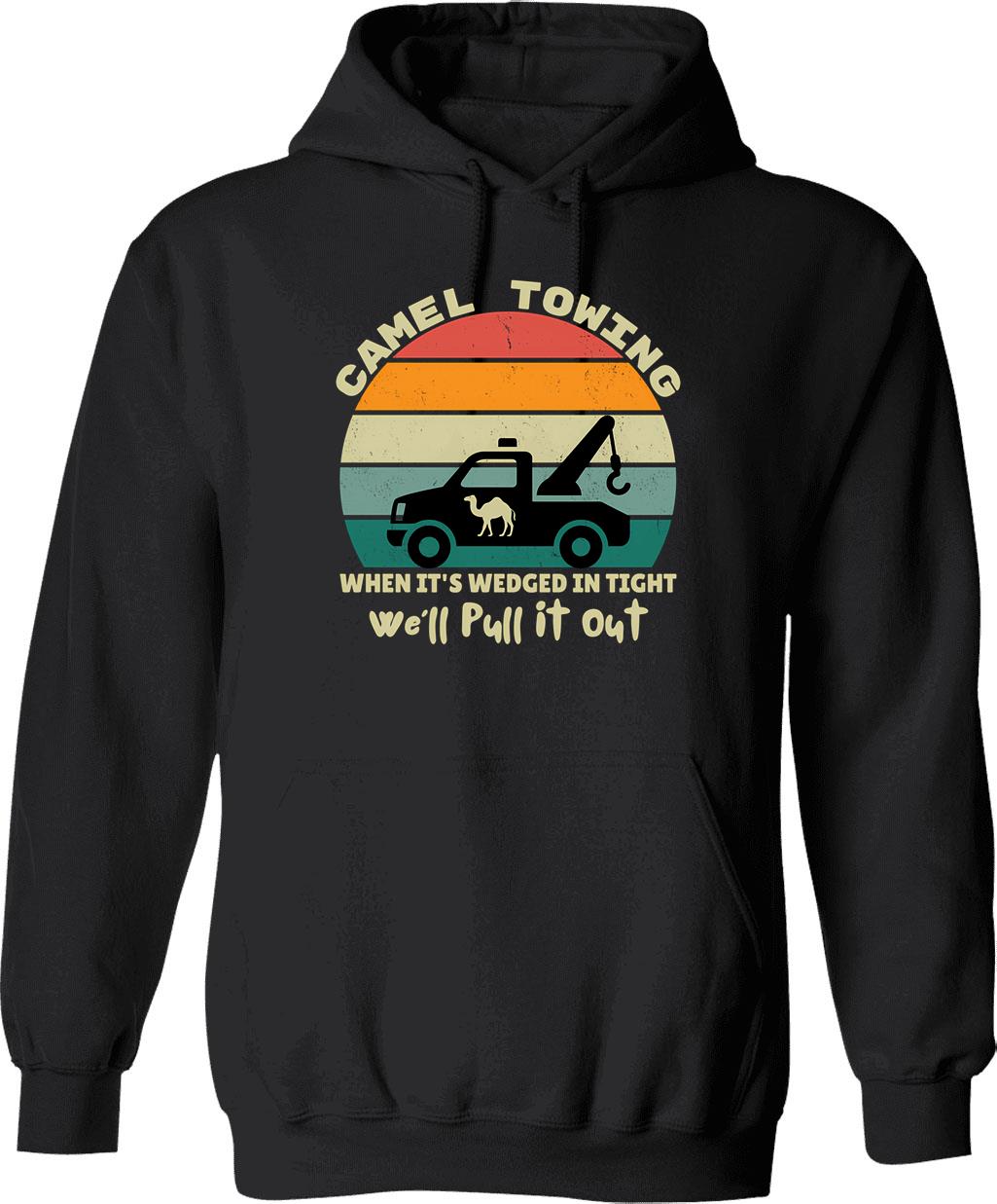 Camel Towing Retro Adult Humor Saying Funny Halloween Hoodie - Black