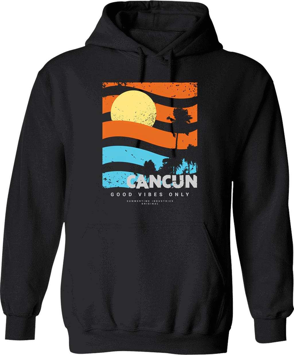 Cancun Vibe Hoodie - Retro Graphic Pullover Hoodie for Men & Women - Black