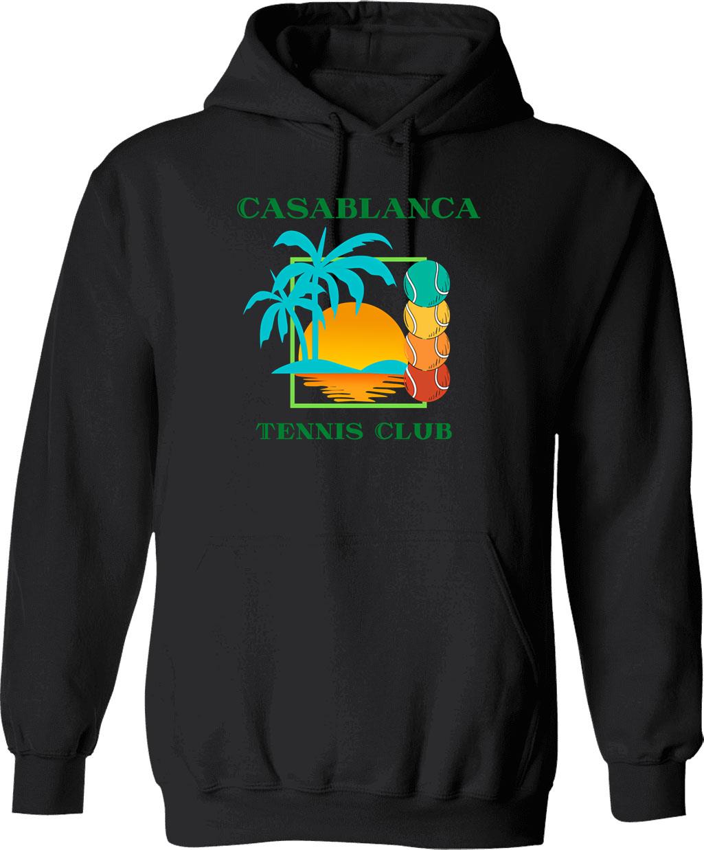 Casablanca Tennis Club Hoodie - Retro Graphic Pullover Hoodie for Men & Women - Black