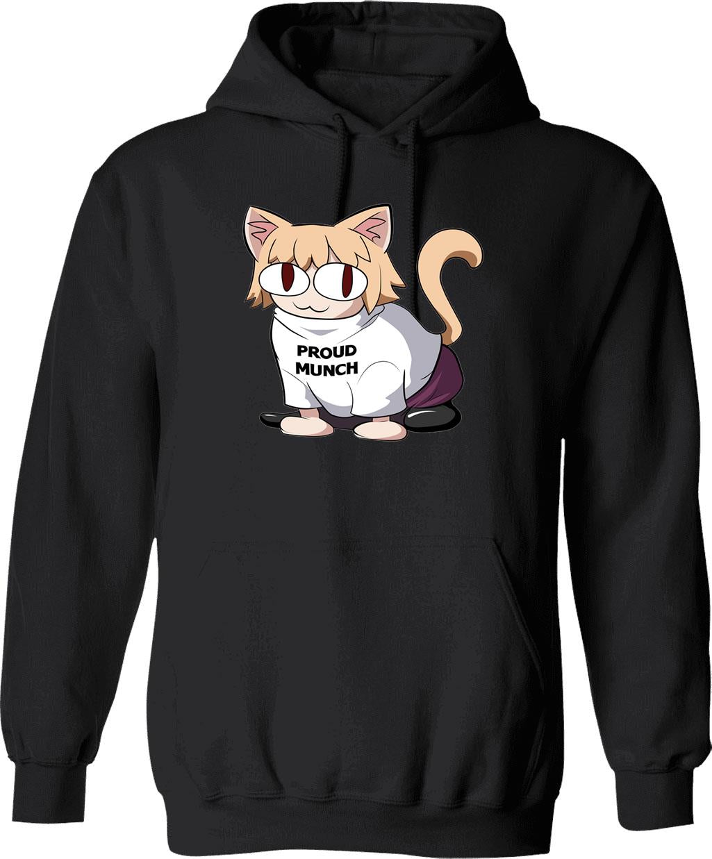 Cat Neco Arc Graphic Pullover Hoodie - Black