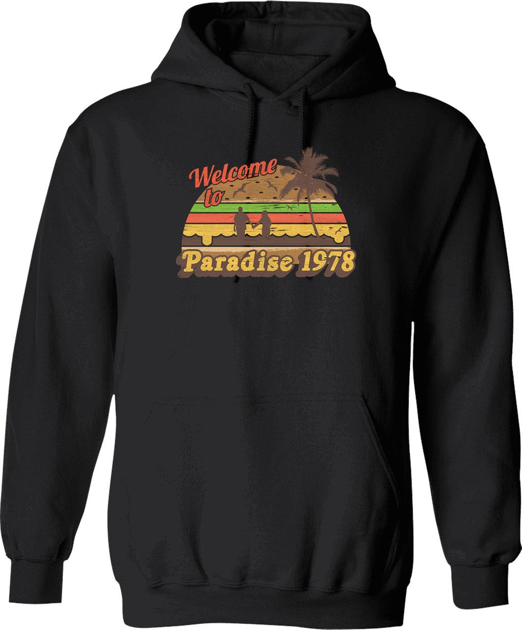 Cheesburger In Paradise 1978 Hoodie - Retro Graphic Pullover Hoodie for Men & Women - Black