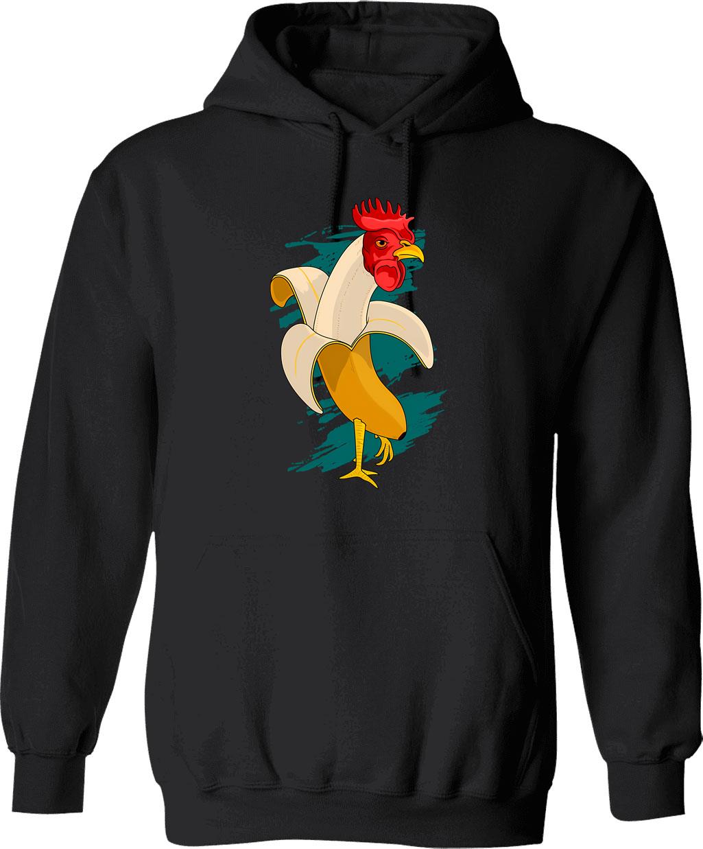 Chicken Banana Farming Chickens Hoodie - Retro Graphic Pullover Hoodie for Men & Women - Black