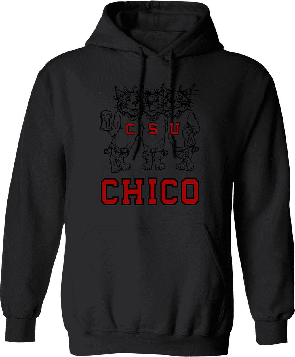 Chico State Vintage Drinking Wildcats Logo From The 1970x27s 1980x27s Classic Copy Copy Hoodie - Black