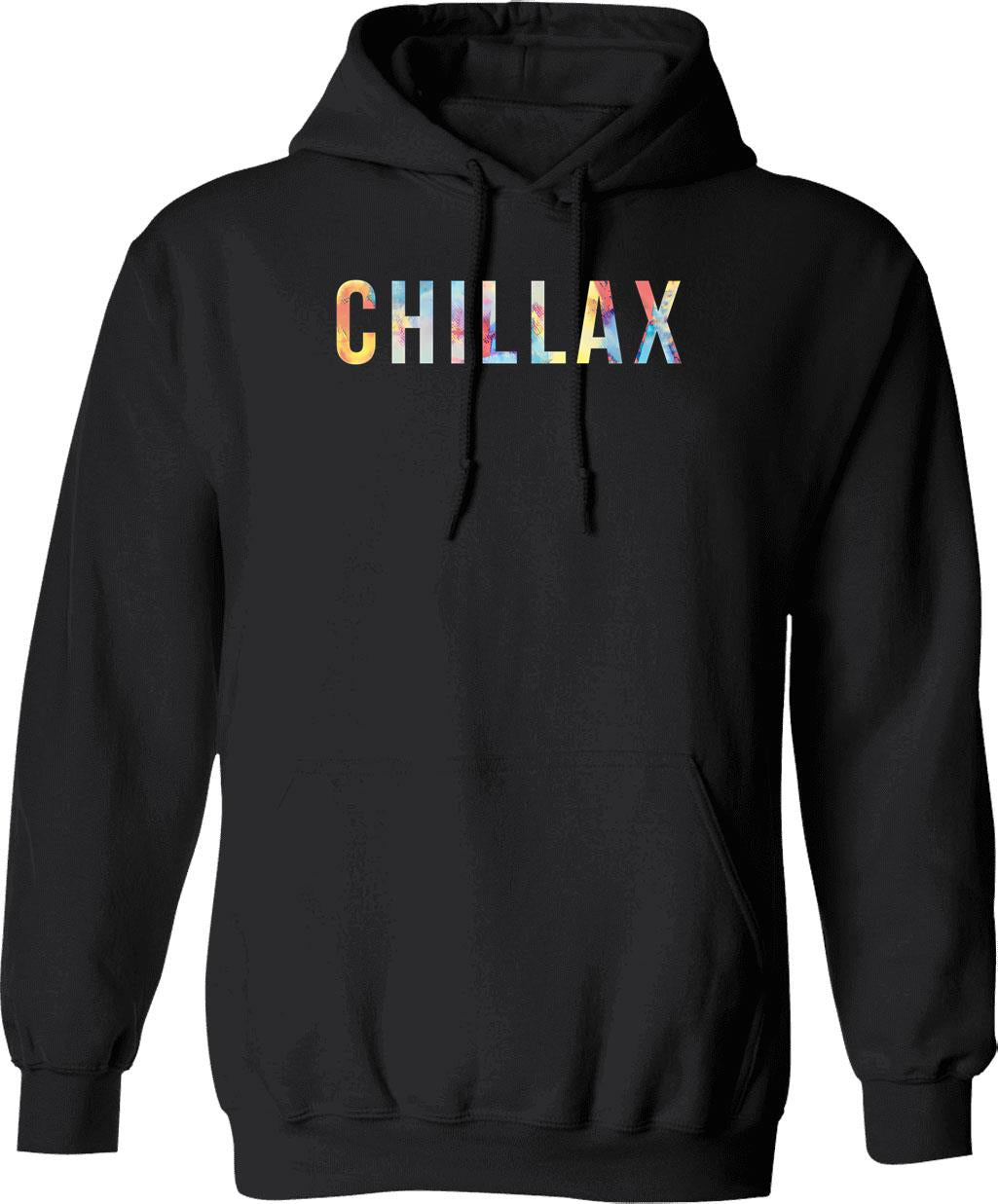 Chillax Hoodie - Retro Graphic Pullover Hoodie for Men & Women - Black