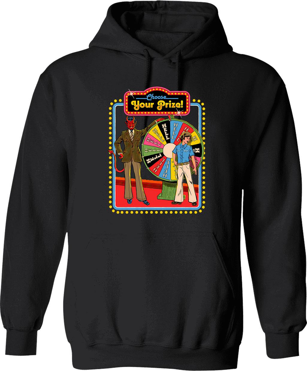 Choose Your Prize Hoodie - Retro Graphic Pullover Hoodie for Men & Women - Black