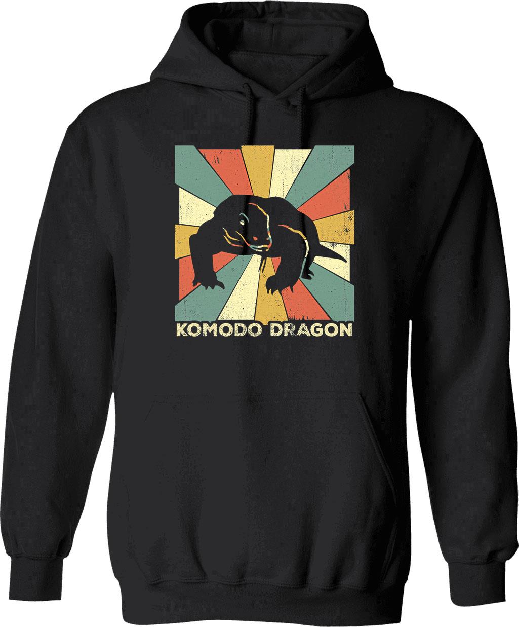 Classic Komodo Dragon Lover Vintage Retro Animal Hoodie - Black