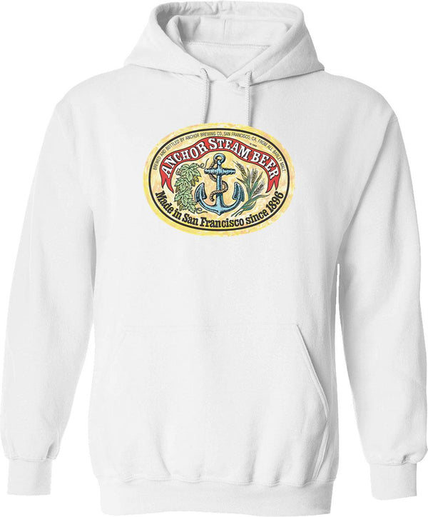 Classic Vintage Anchor Premium Steam Beer Graphic Pullover Hoodie - White