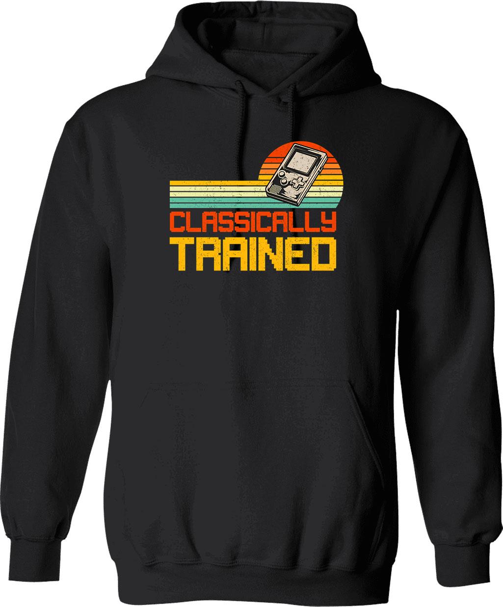 Classically Trained (2) Hoodie - Retro Graphic Pullover Hoodie for Men & Women - Black