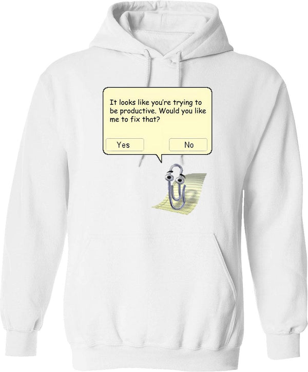 Clippy Graphic Pullover Hoodie - White
