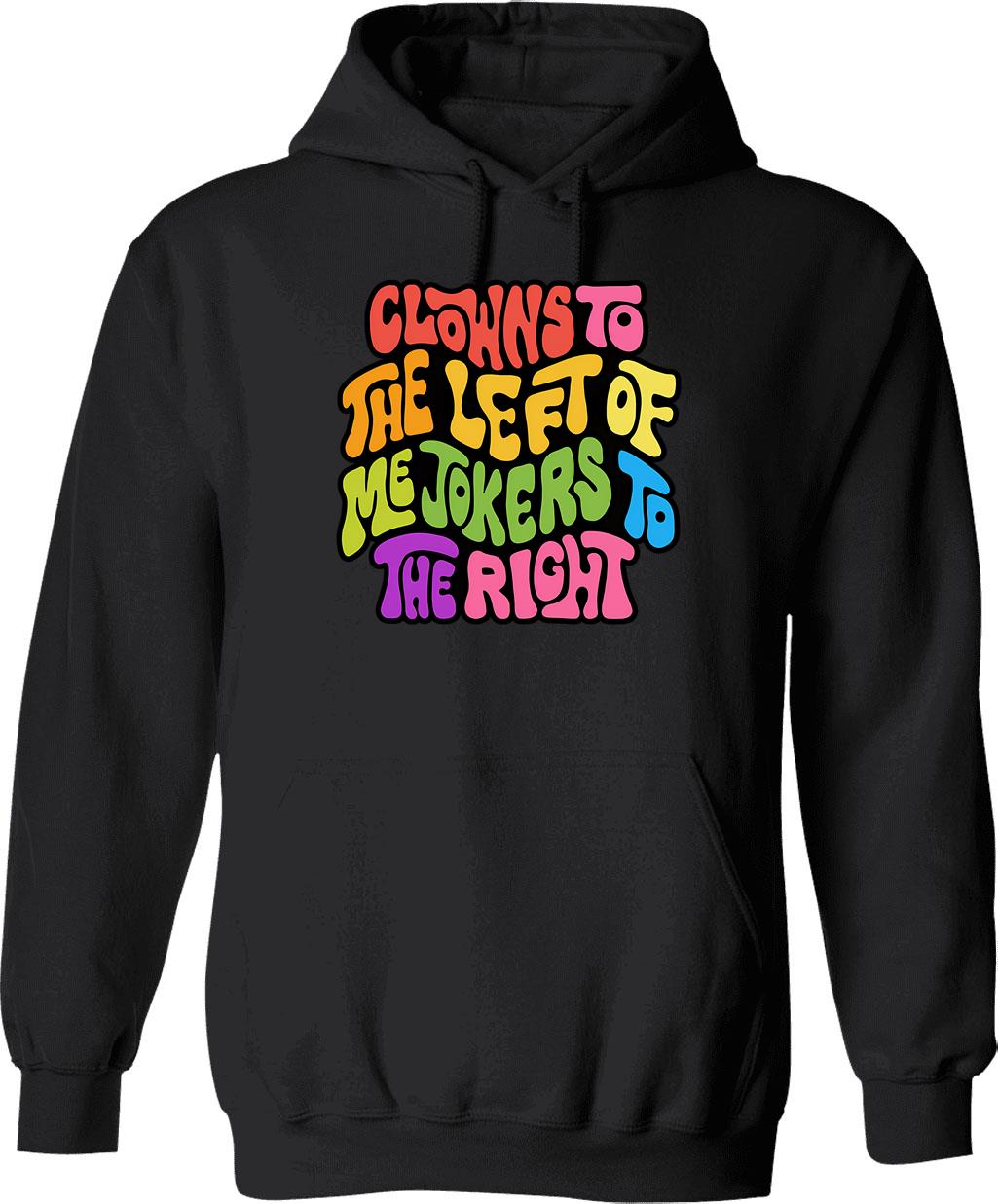 Clowns And Jokers Word Art Hoodie - Retro Graphic Pullover Hoodie for Men & Women - Black