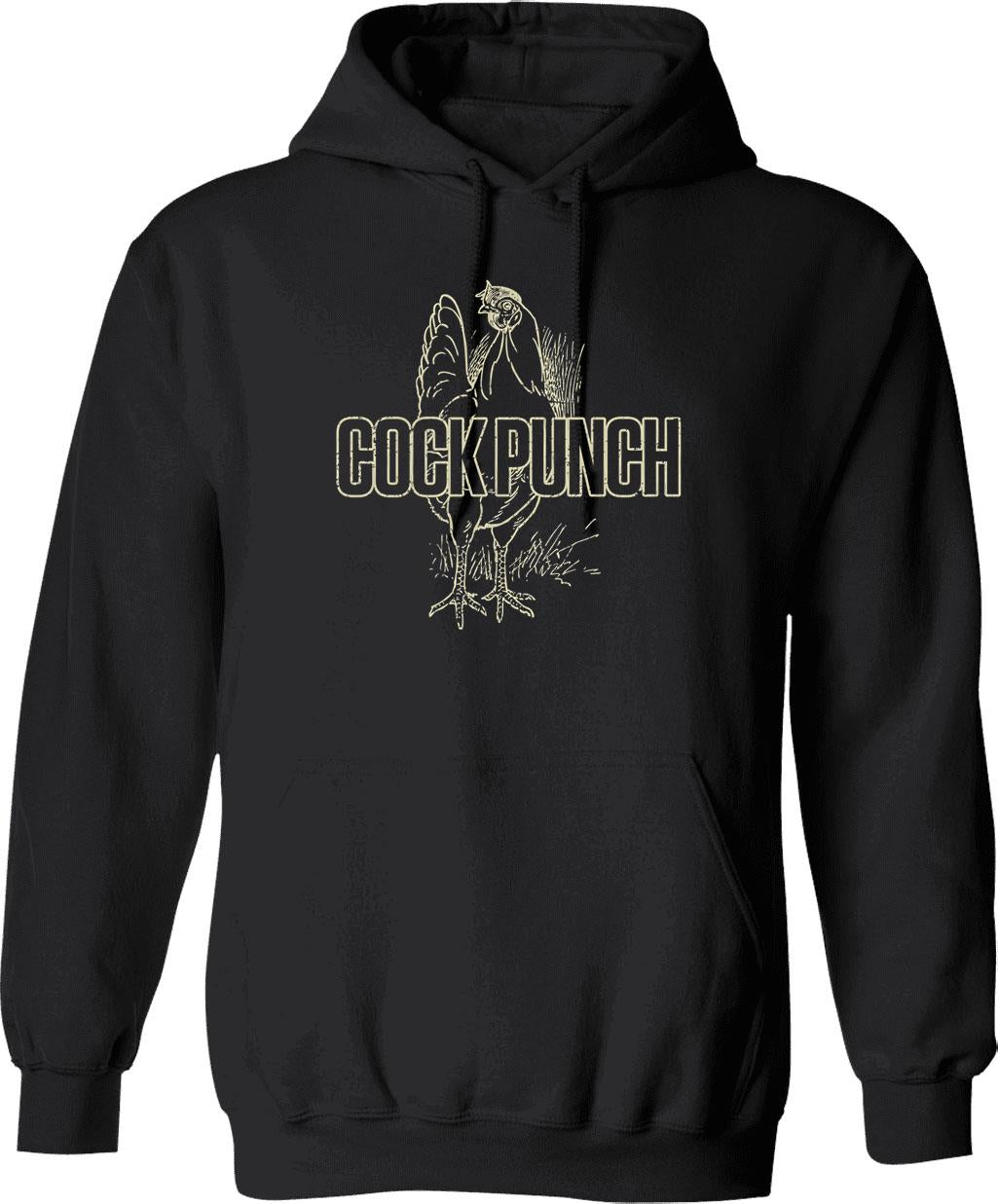 Cock Punch Hoodie - Retro Graphic Pullover Hoodie for Men & Women - Black