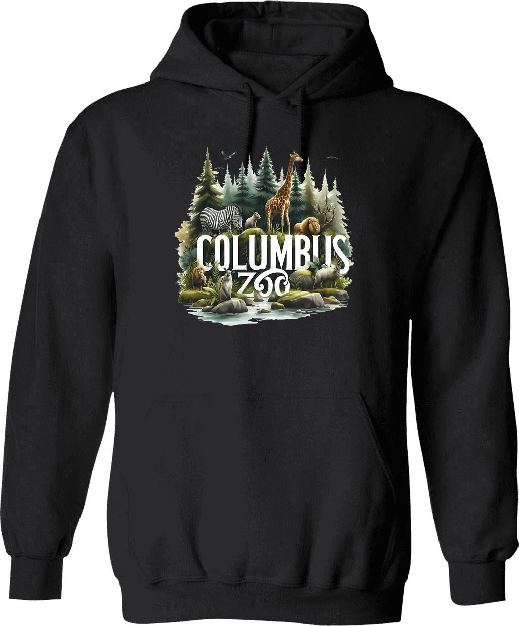 Columbus Zoo Hoodie - Retro Graphic Pullover Hoodie for Men & Women - Black