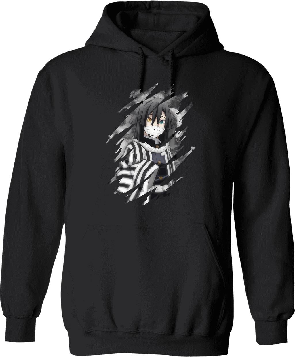 Cool Obanai Hoodie - Retro Graphic Pullover Hoodie for Men & Women - Black