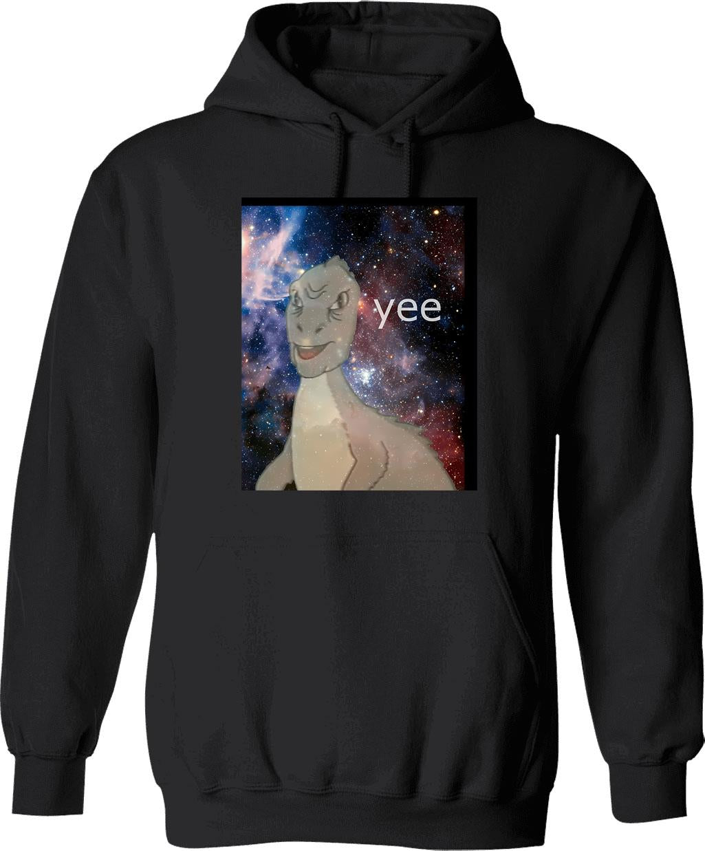 Cosmic Yee Hoodie - Retro Graphic Pullover Hoodie for Men & Women - Black