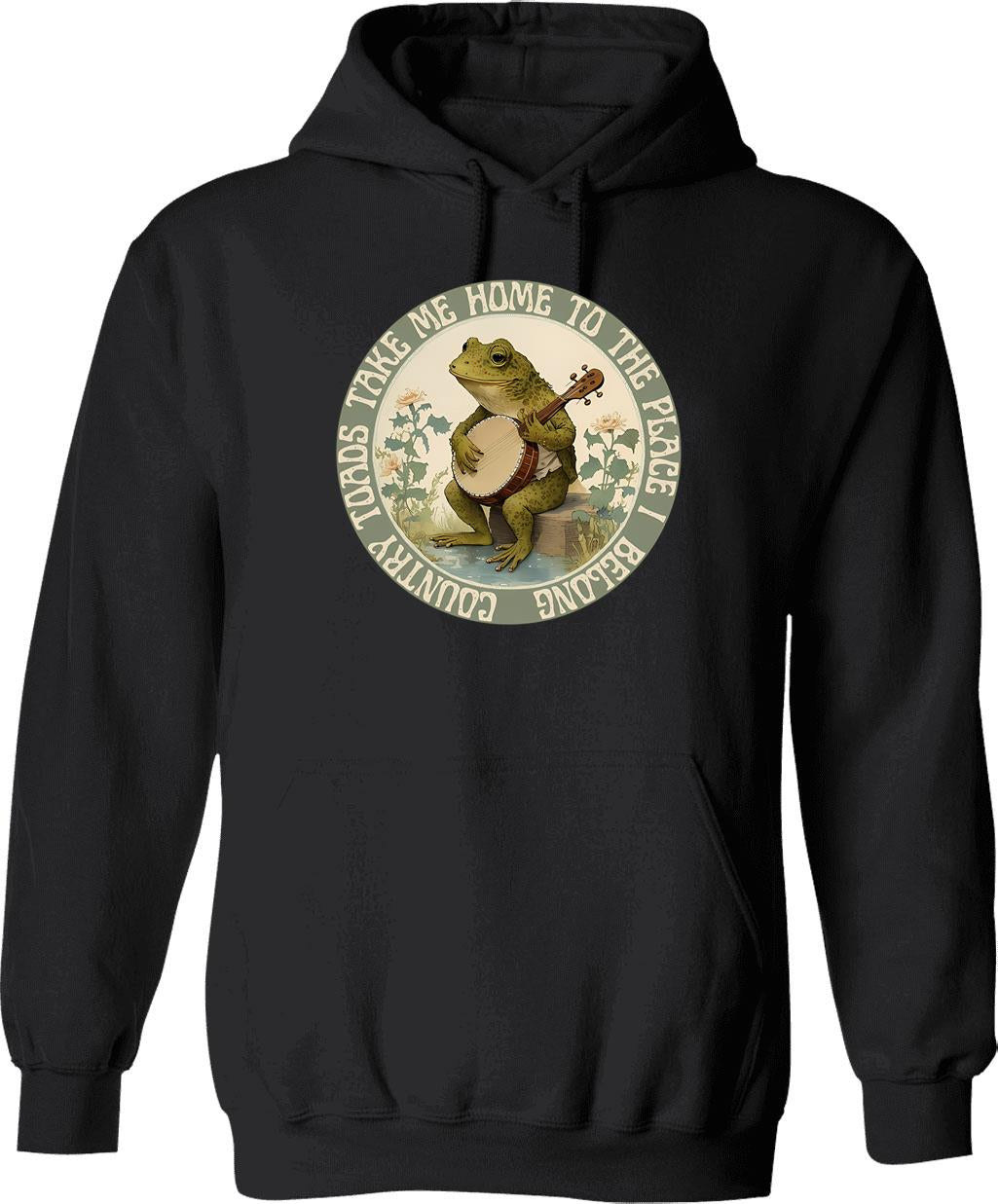 Country Toads Take Me Home Hoodie - Retro Graphic Pullover Hoodie for Men & Women - Black