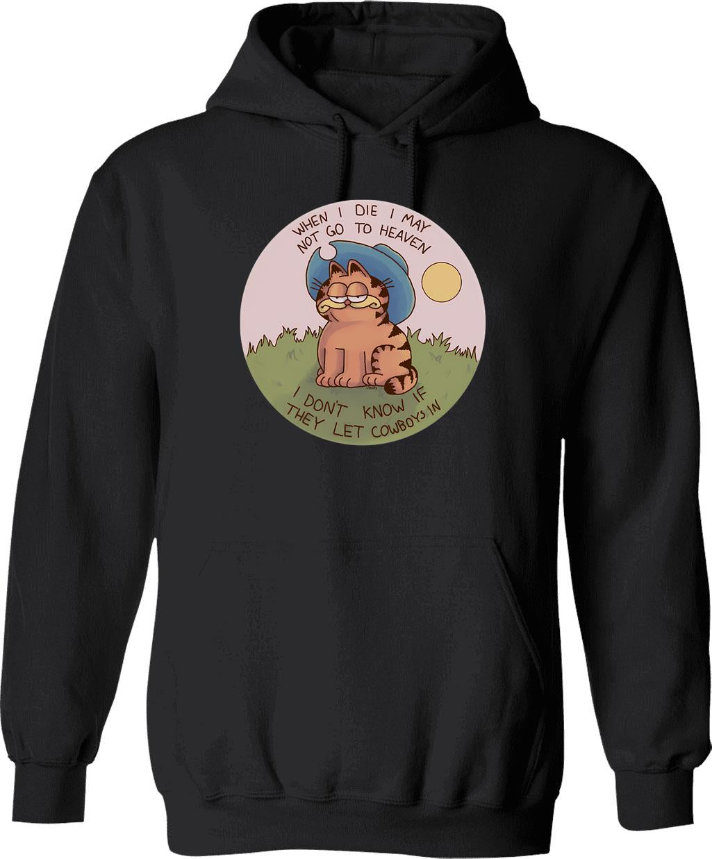 Cowboy Garf Hoodie - Retro Graphic Pullover Hoodie for Men & Women - Black