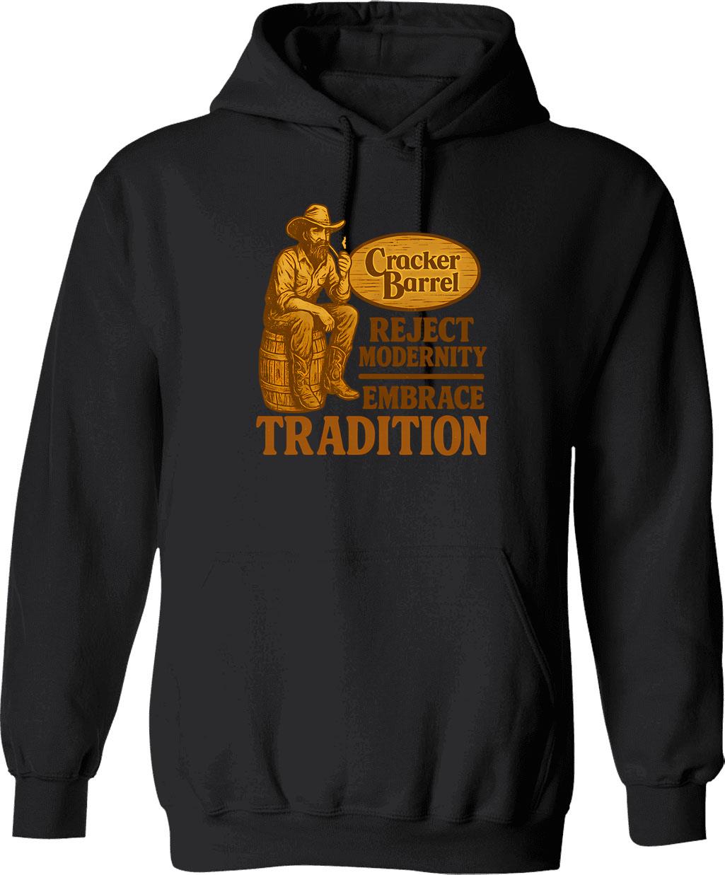 Cracker Barrel - Embrace Tradition Hoodie - Retro Graphic Pullover Hoodie for Men & Women - Black