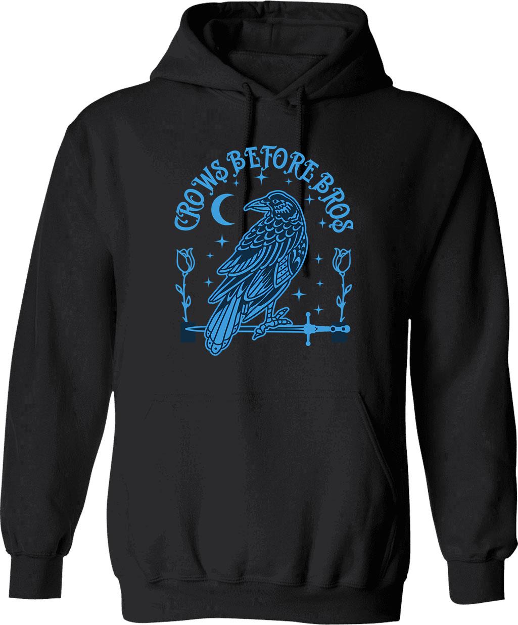 Crows Before Bros (1) Hoodie - Retro Graphic Pullover Hoodie for Men & Women - Black