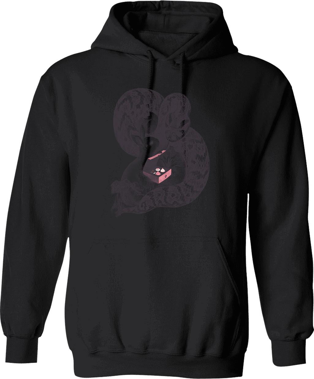 Cupcake Hoodie - Retro Graphic Pullover Hoodie for Men & Women - Black