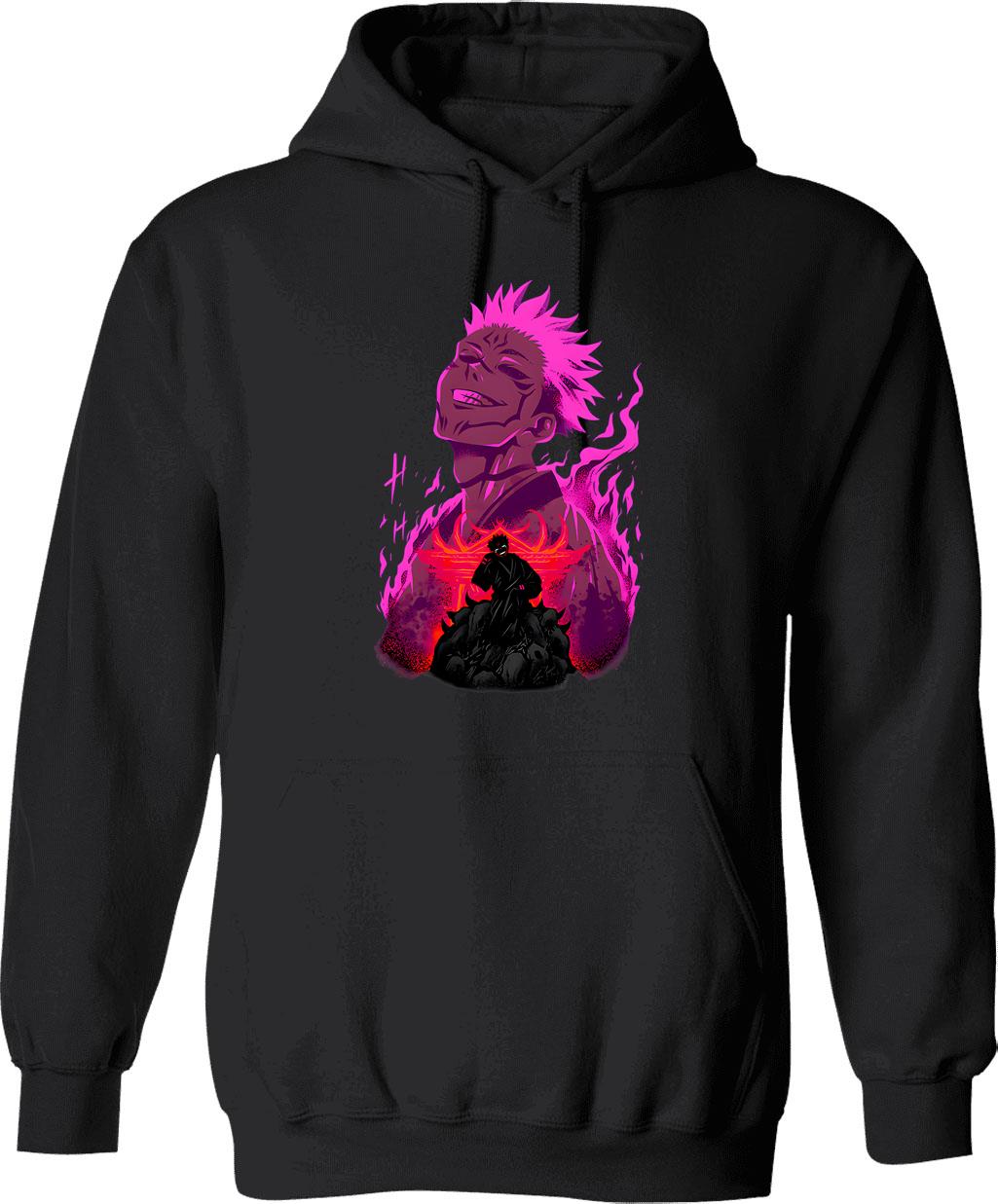 Cursed King Of Curses Hoodie - Retro Graphic Pullover Hoodie for Men & Women - Black