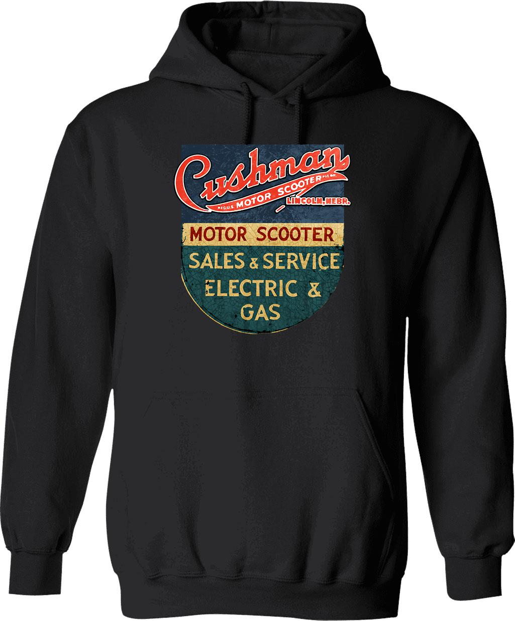 Cushman Vintage Electric Vehicles Usa Hoodie - Retro Graphic Cosy Pullover - Black