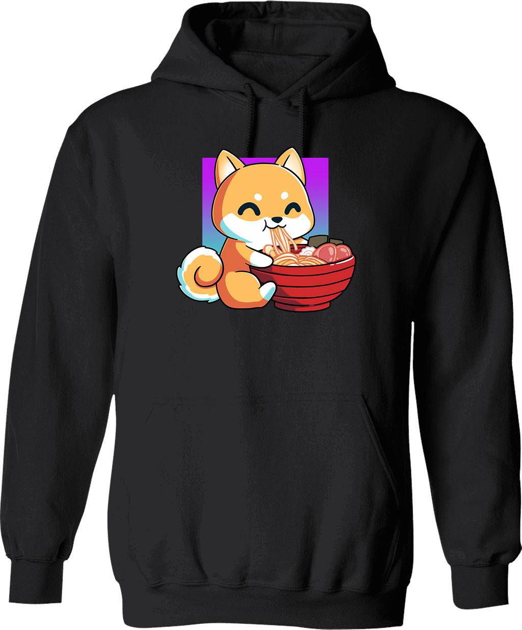 Cute Fox The Great Ramen Off Kanagawa Hoodie - Black