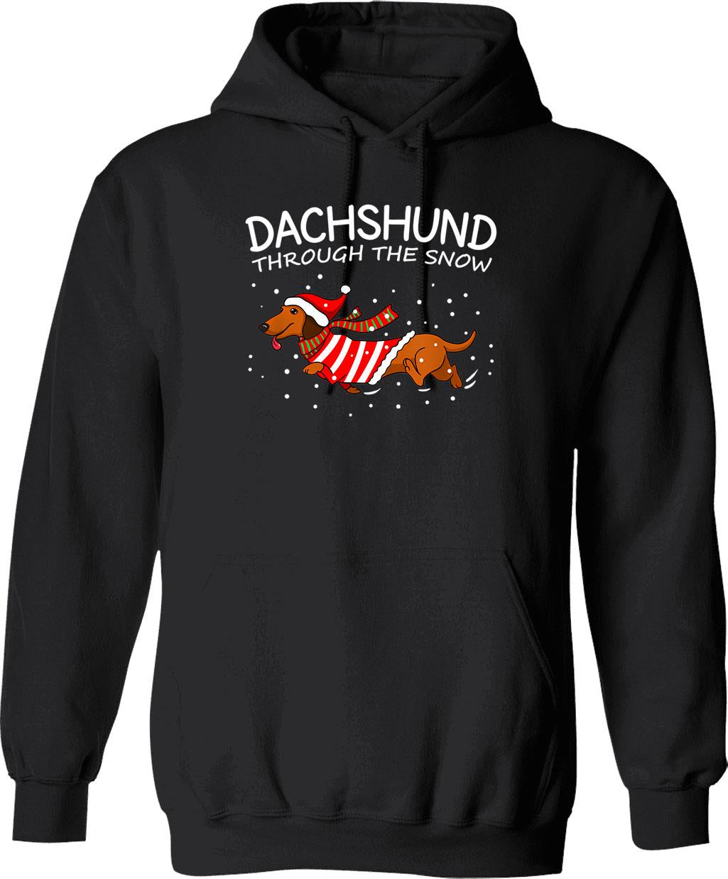 Dachshund Through The Snow Funny Dog Christmas Hoodie - Black