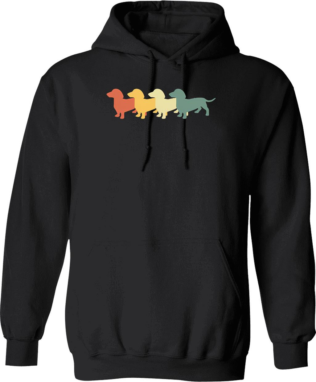 Dachshund Vintage Retro Gift Hoodie - Retro Graphic Cosy Pullover - Black