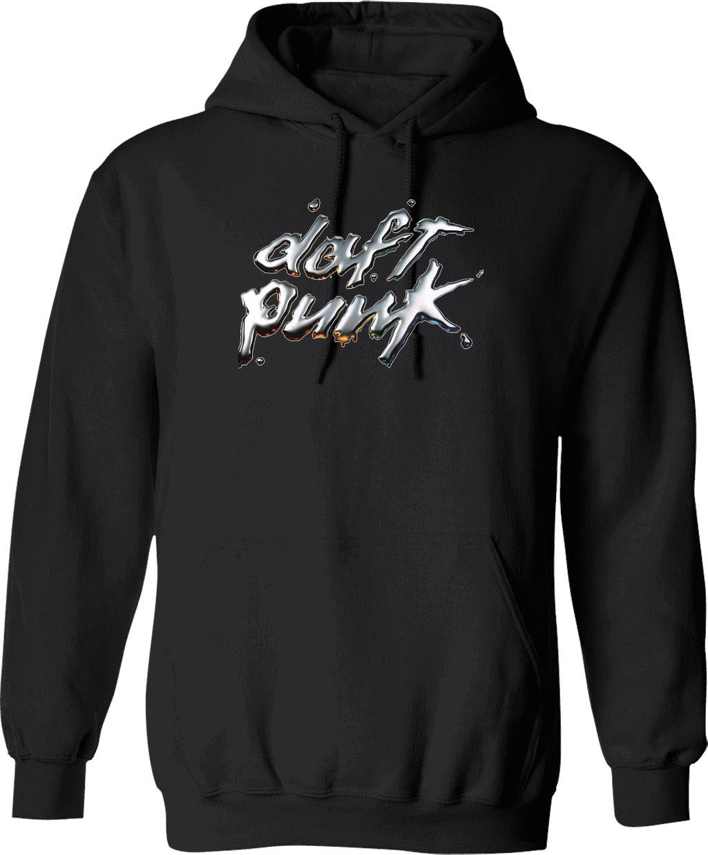 Daftpunk Hologram Hoodie - Retro Graphic Pullover Hoodie for Men & Women - Black