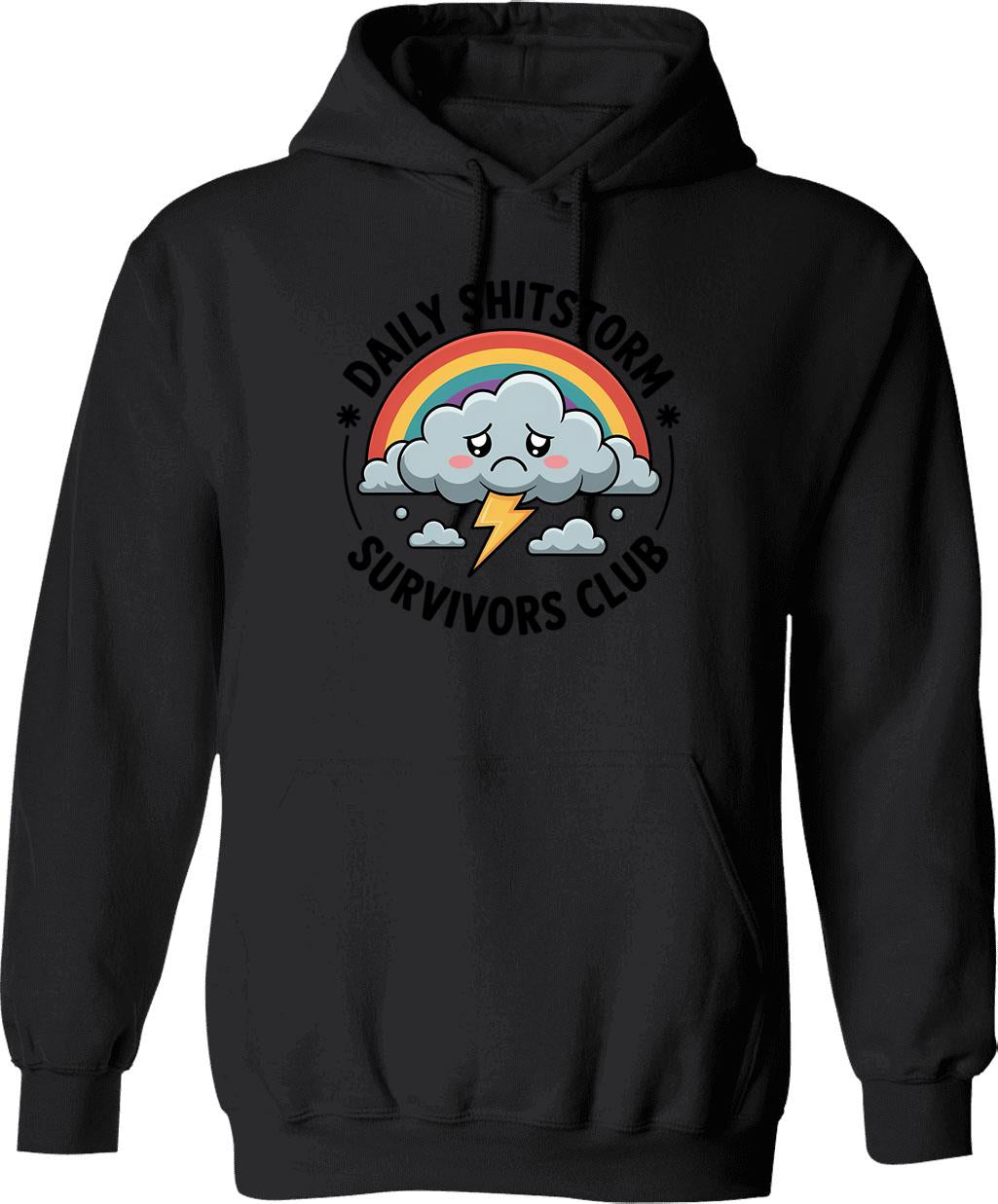 Daily Shitstorm Survivors Club Funny Bumper Sticker Hoodie - Black