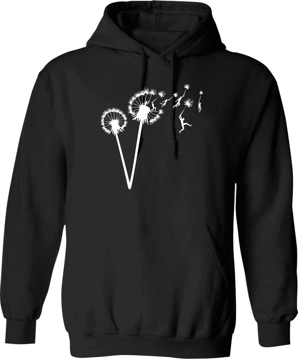 Dandylion Flight - White Silhouette Hoodie - Retro Graphic Pullover Hoodie for Men & Women - Black