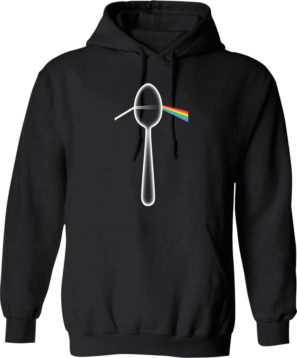 Darkside Of The Spoon Hoodie - Retro Graphic Pullover Hoodie for Men & Women - Black