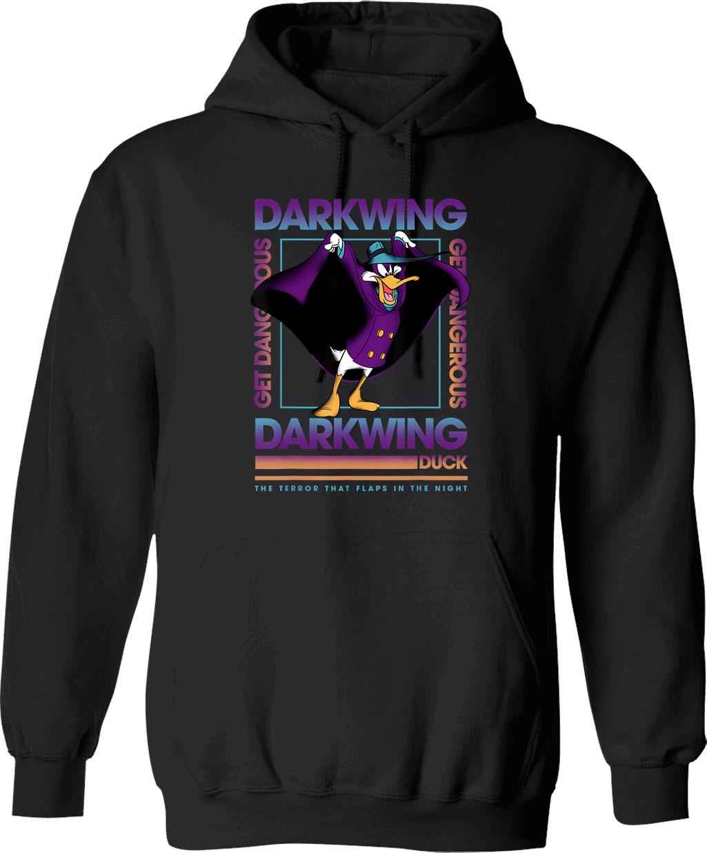 Darkwing Duck Get Dangerous Hoodie - Retro Graphic Pullover Hoodie for Men & Women - Black