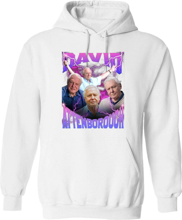 David Attenborough BBC Nature Documentary Lover Bootleg Rap Graphic Pullover Hoodie - White