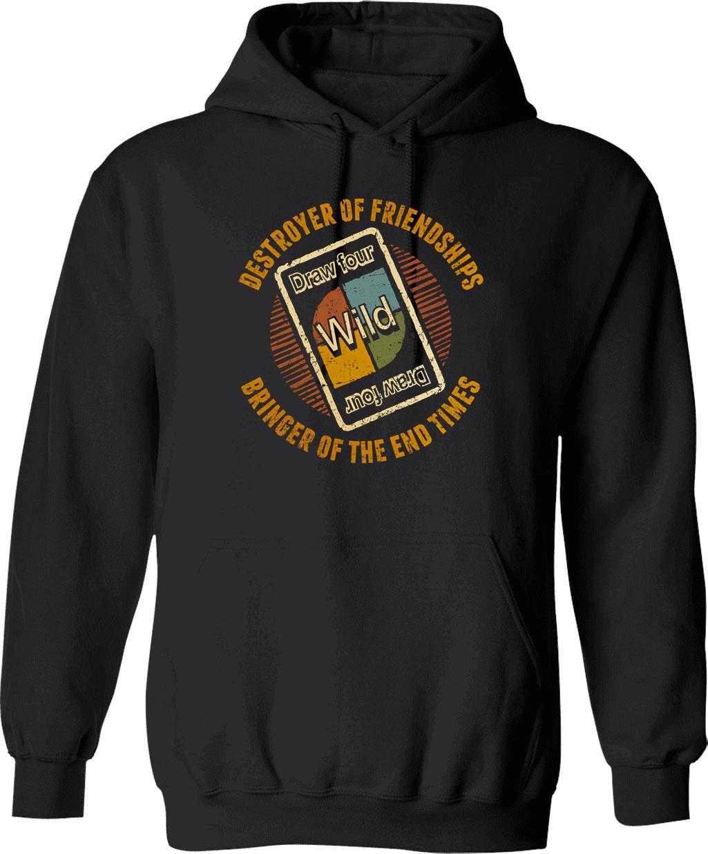 Destroyer Of Friendships Hoodie - Retro Graphic Pullover Hoodie for Men & Women - Black