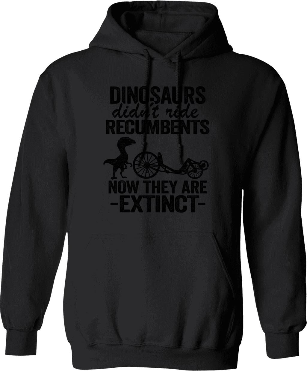 Dinosaurs Didn't Ride Recumbents Now They Are Extinct Funny Recumbent Bike Hoodie - Black