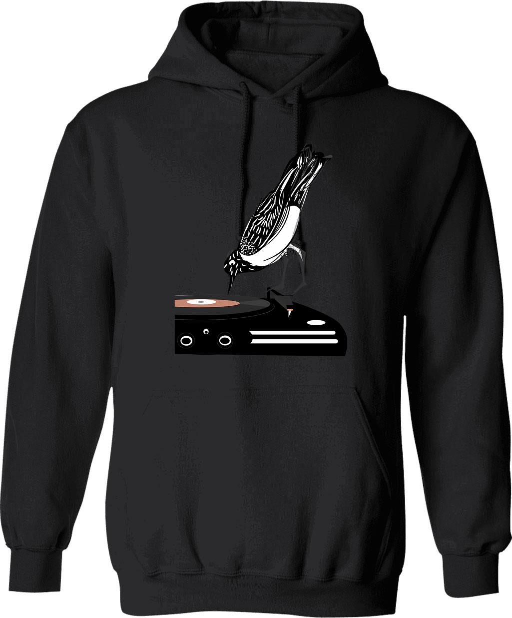 Dj Dachshund Dog Hoodie - Retro Graphic Pullover Hoodie for Men & Women - Black
