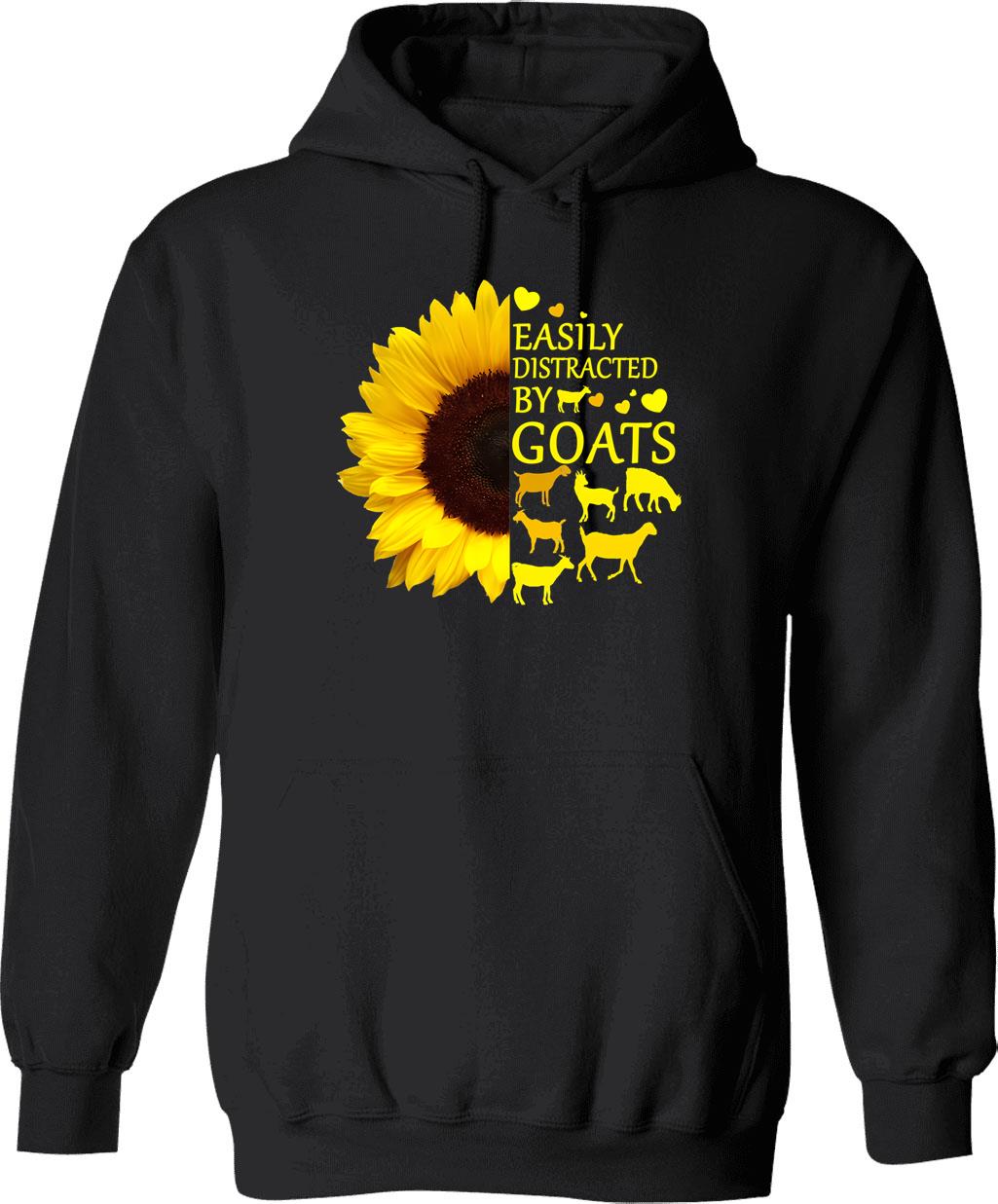 Easily Distracted By Goats Retro Vintage Funny Goat Lover (1) Hoodie - Black