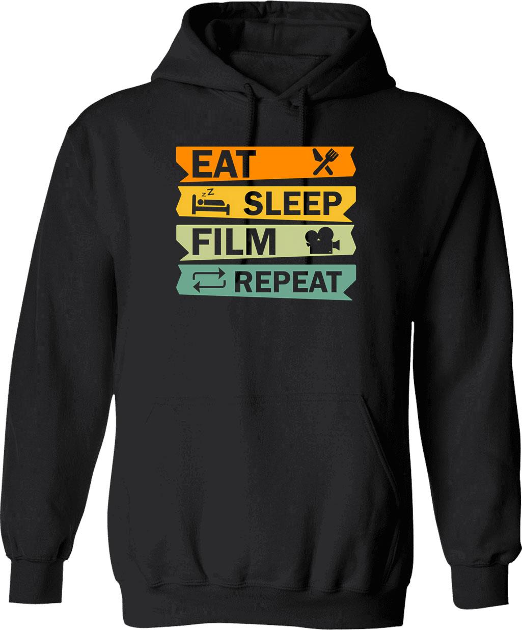 Eat Sleep Braap Repeat Funny Snowmobile Vintage Snowmobiling Hoodie - Black