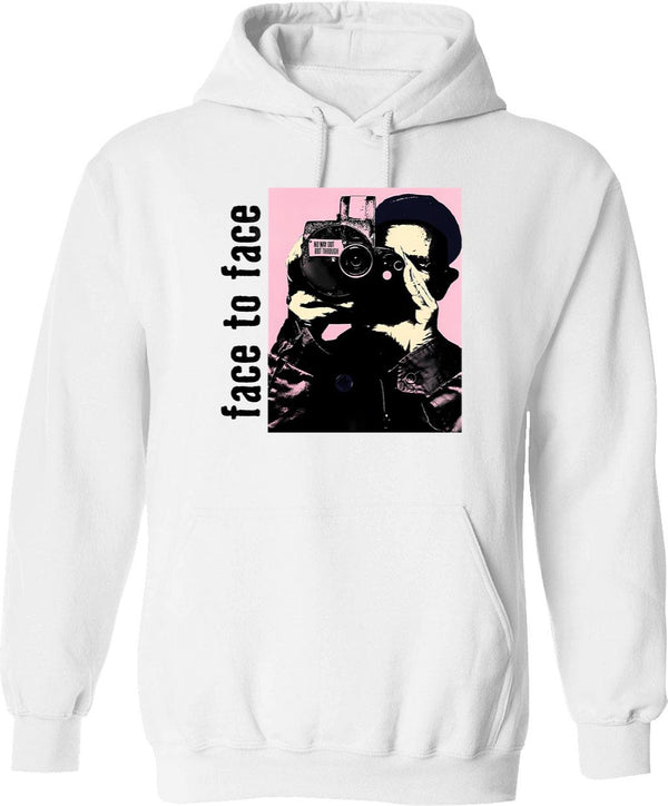 _face To Face Designrock Band Hoodie - Retro Graphic Pullover Hoodie - White