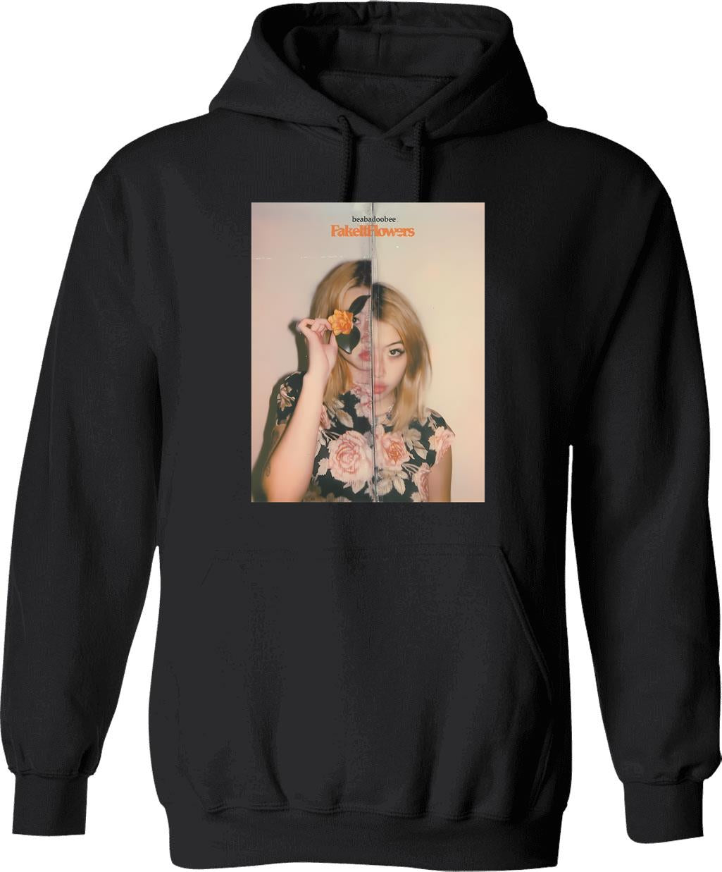 Fake It Flowers Hoodie - Retro Graphic Pullover Hoodie for Men & Women - Black