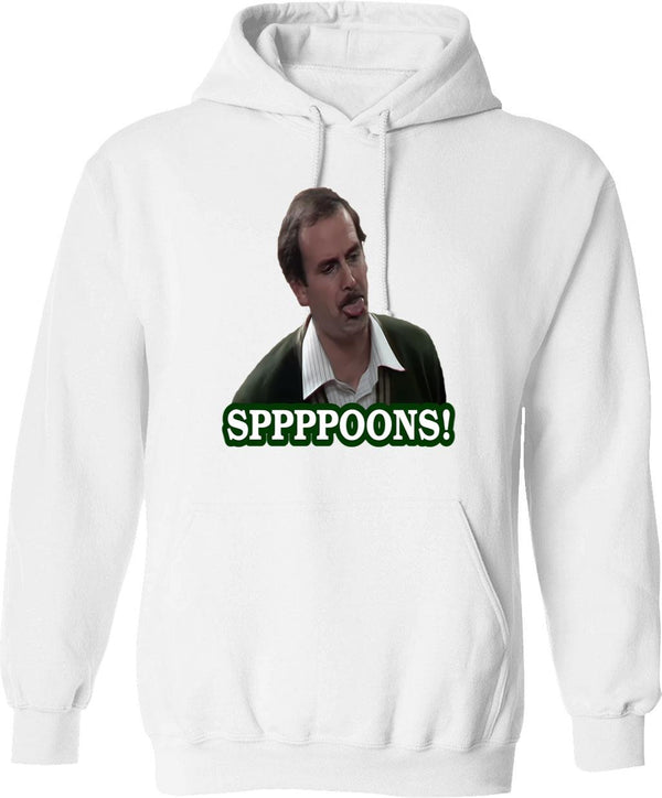 Fawlty Towers Sppppoons Graphic Pullover Hoodie - White