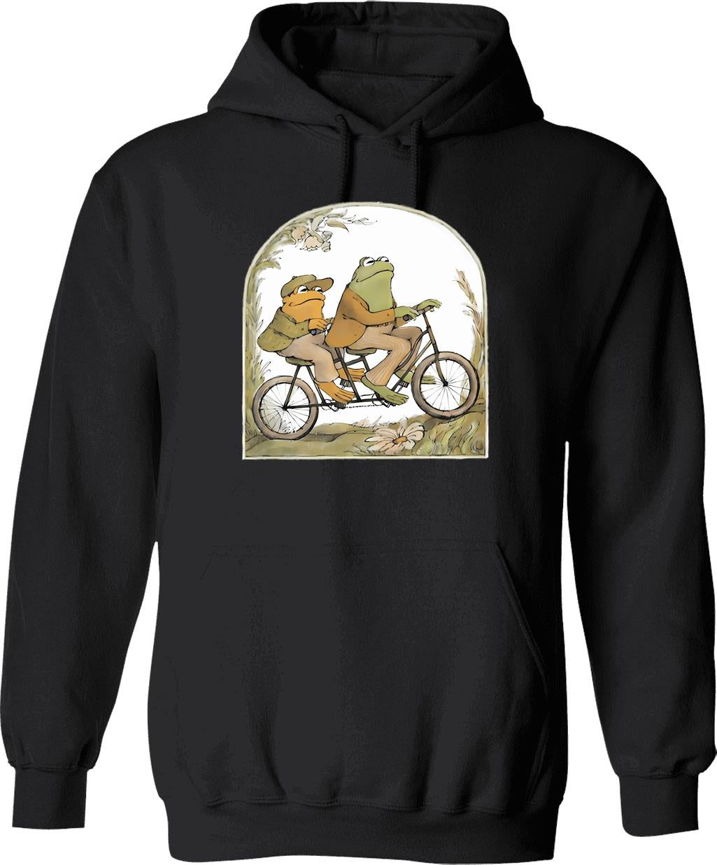 Frog And Toad (2) Hoodie - Retro Graphic Pullover Hoodie for Men & Women - Black