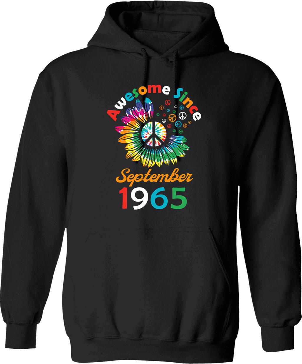 Funny Birthday Quote Awesome Since September 1963 Retro Birthday Hoodie - Black