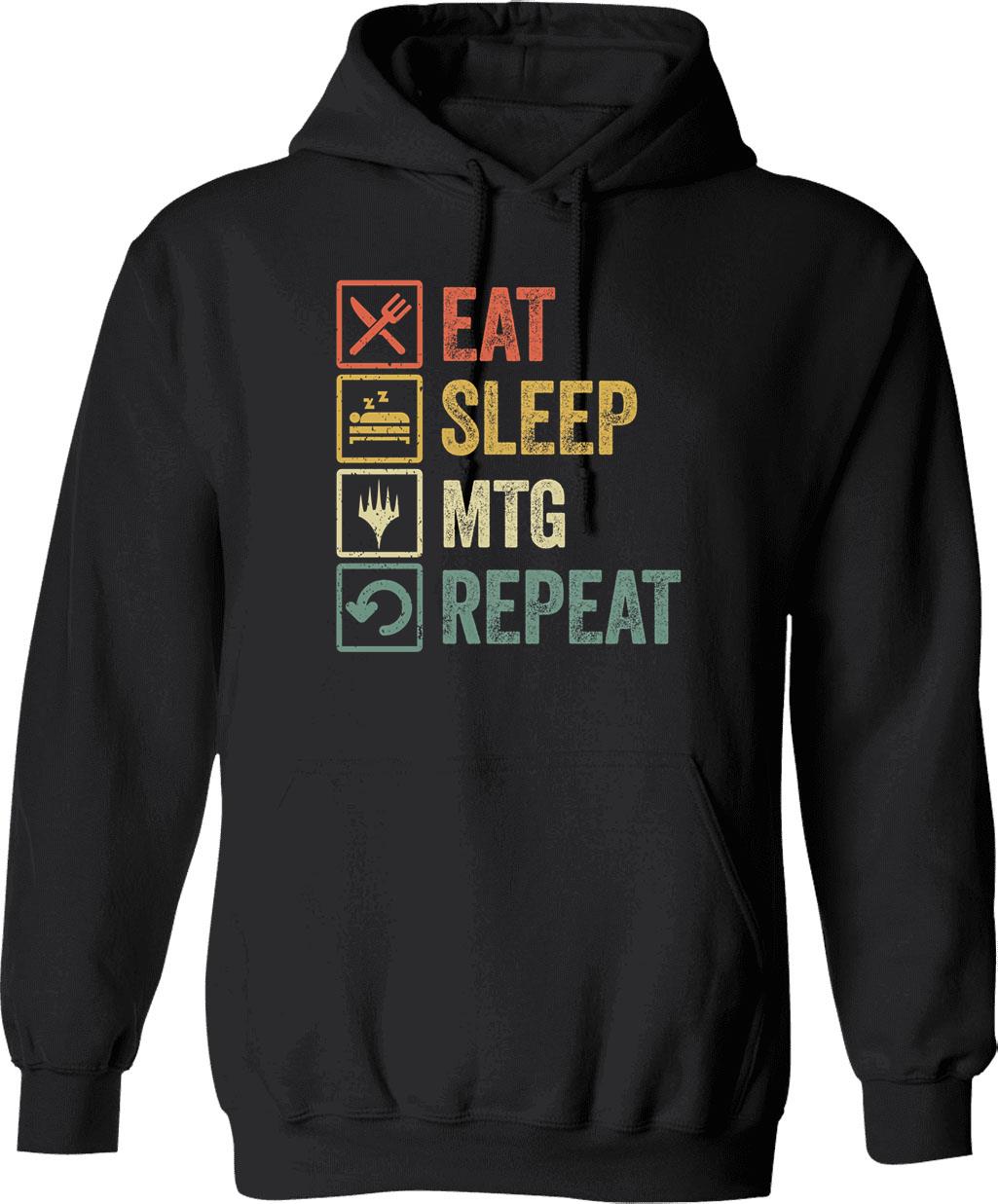 Funny Eat Sleep Mine Repeat Retro Vintage Gift Hoodie - Black