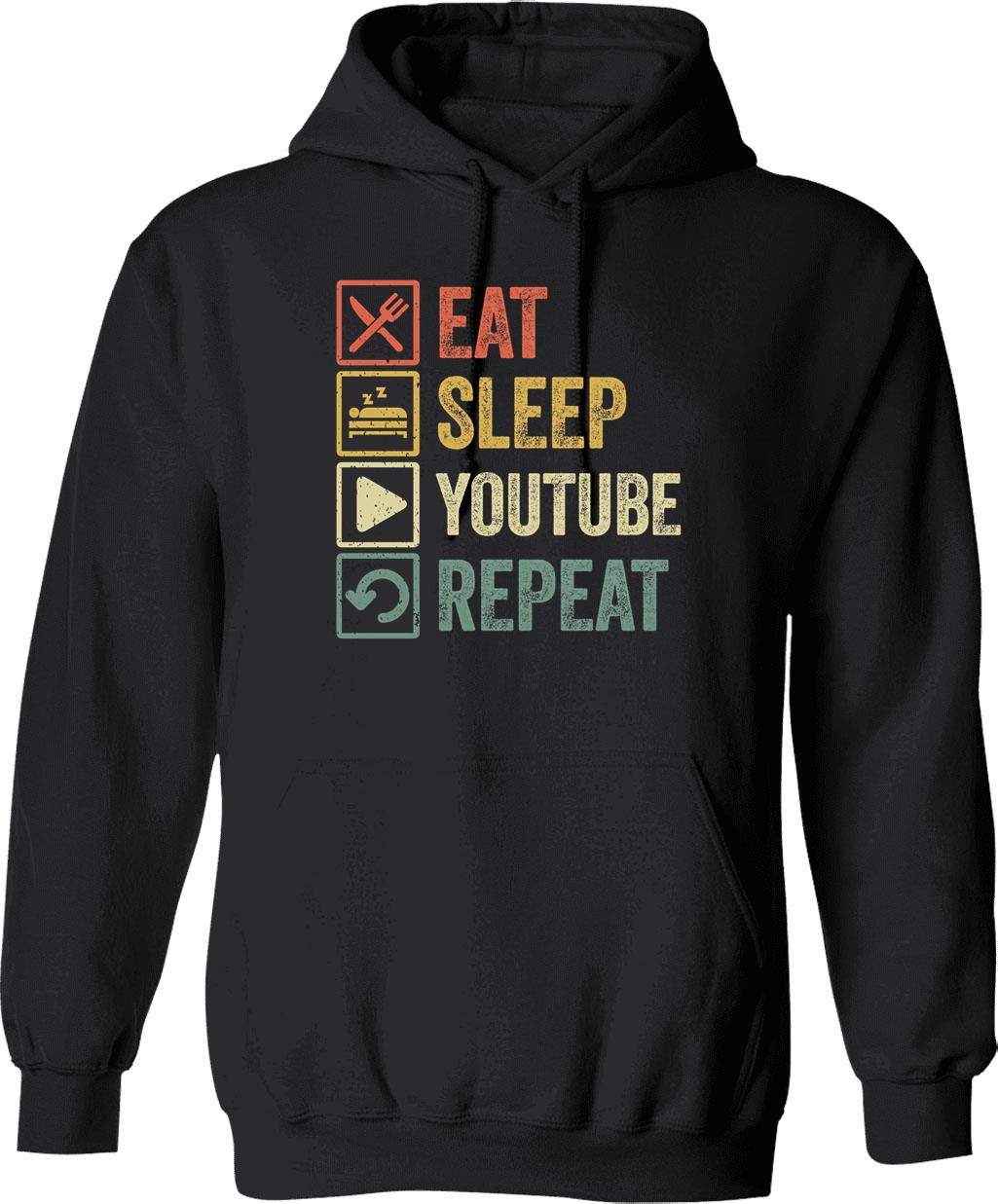 Funny Eat Sleep Wryyy Repeat Retro Vintage Gift Hoodie - Black
